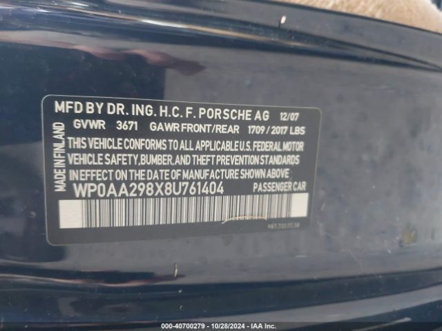 2008 PORSCHE CAYMAN WP0AA298X8U761404 Photo 8