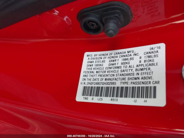 2HGFC4B07GH302995 Honda Civic Lx-p