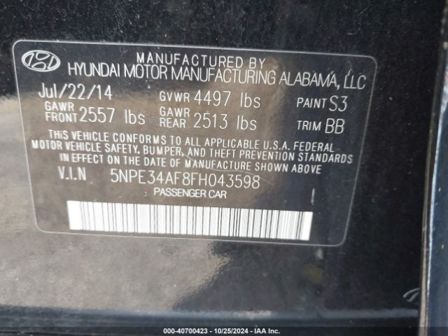 5NPE34AF8FH043598 Hyundai Sonata Limited