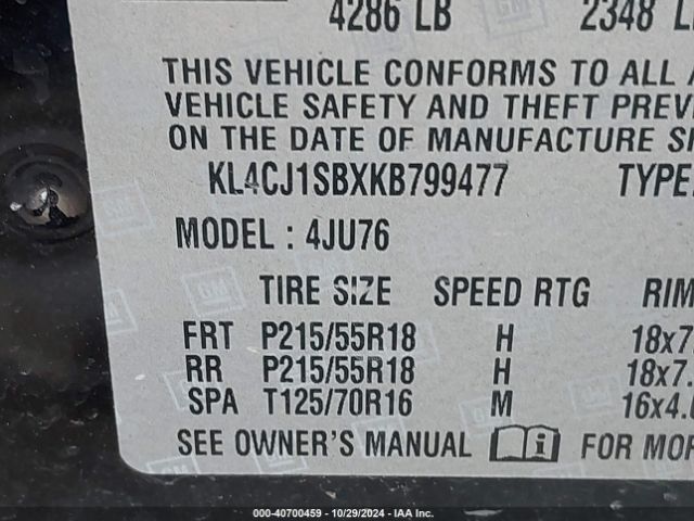 KL4CJ1SBXKB799477 Buick Encore Fwd Sport Touring