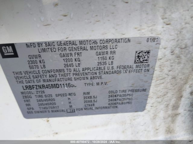 LRBFZNR45MD111658 Buick Envision Fwd Essence