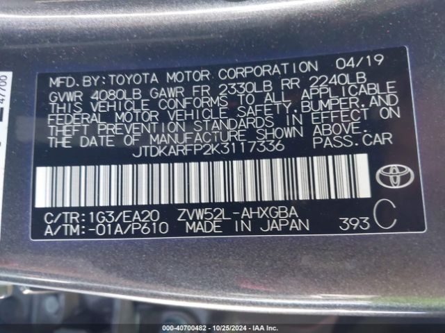 JTDKARFP2K3117336 Toyota Prius Prime Premium