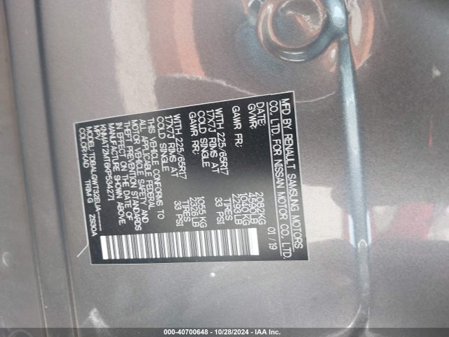 Nissan ROGUE SV 2019 KNMAT2MT6KP534271 Image 9