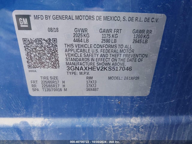 Chevrolet EQUINOX LS 2019 3GNAXHEV2KS517046 Image 9