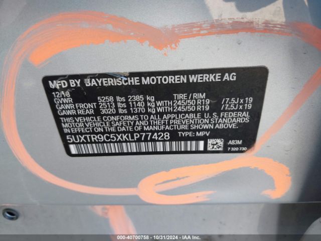 5UXTR9C5XKLP77428 BMW X3 Xdrive30i