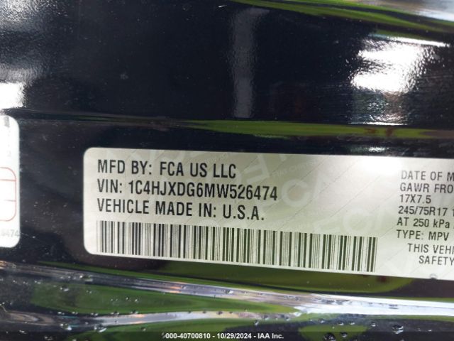 1C4HJXDG6MW526474 Jeep Wrangler Unlimited Sport S 4x4