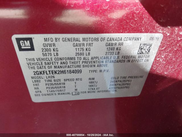 2GKFLTEK2H6184099 GMC Terrain Sle-2