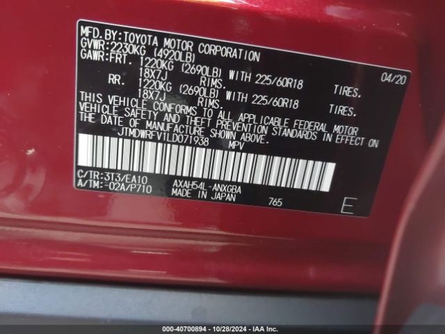 JTMDWRFV1LD071938 Toyota Rav4 Hybrid Limited
