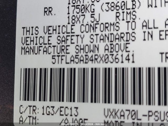 5TFLA5AB4RX036141 Toyota Tundra Sr5