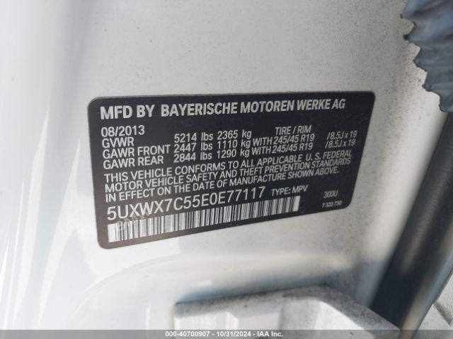 5UXWX7C55E0E77117 BMW X3 Xdrive35i