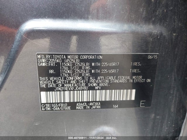 Toyota RAV4 LE 2015 JTMZFREVXFJ048980 Image 9
