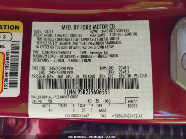 1LN6L9SK2J5606551 Lincoln Continental Select