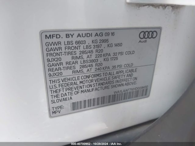 WA1LAAF7XHD029430 Audi Q7 3.0t Premium