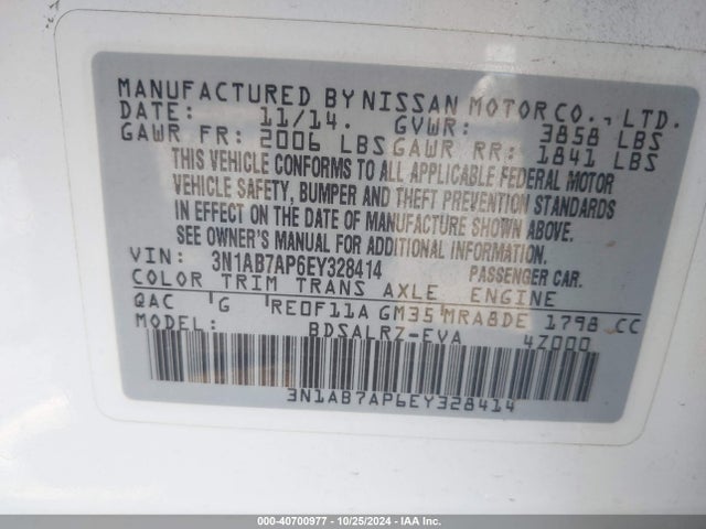 Nissan SENTRA SR 2014 3N1AB7AP6EY328414 Image 9