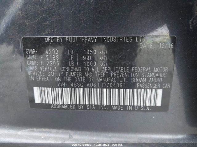 4S3GTAU61H3704891 Subaru Impreza 2.0i Limited