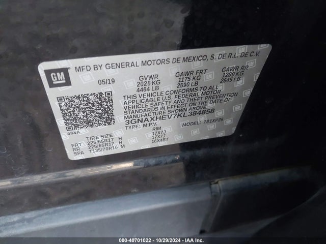 Chevrolet EQUINOX LS 2019 3GNAXHEV7KL384858 Image 9