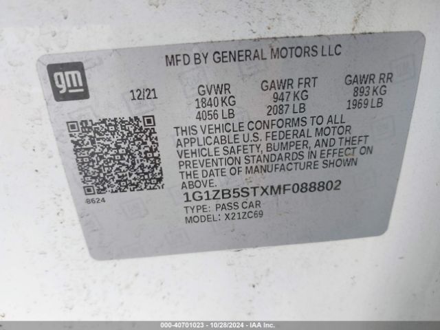 1G1ZB5STXMF088802 Chevrolet Malibu Fwd Ls