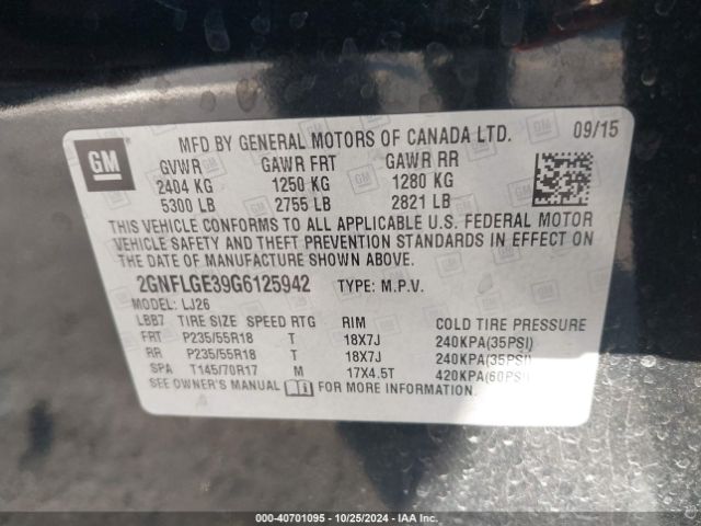 2GNFLGE39G6125942 Chevrolet Equinox Ltz