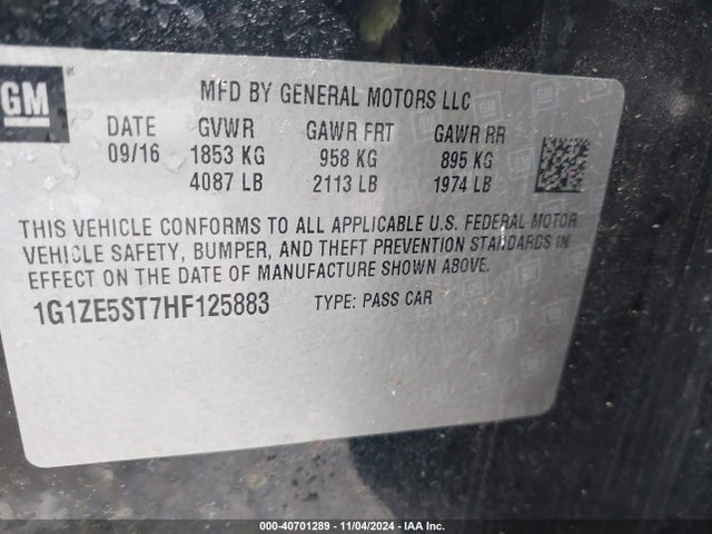 Chevrolet MALIBU 1LT 2017 1G1ZE5ST7HF125883 Image 9