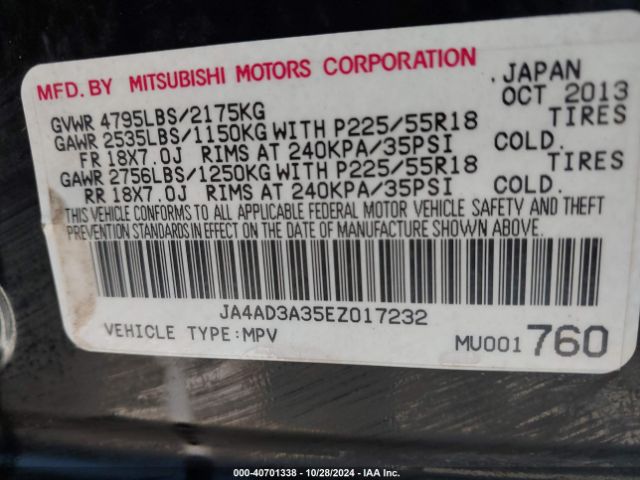 JA4AD3A35EZ017232 Mitsubishi Outlander Se