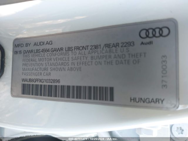 WAUB8GFFXG1032896 Audi A3 2.0t Premium