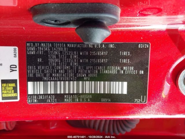 7MUCAAAG1RV087452 Toyota Corolla Cross Le