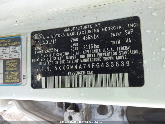 KIA Optima Lx 2015 5XXGM4A74FG433639 Image 9