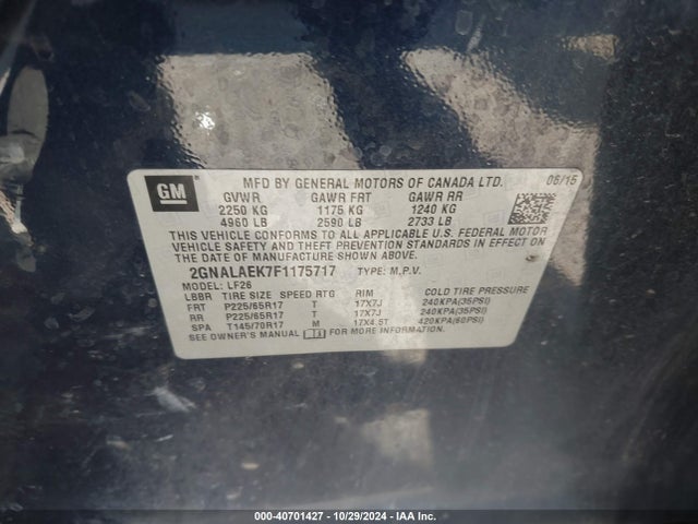 Chevrolet EQUINOX LS 2015 2GNALAEK7F1175717 Image 9