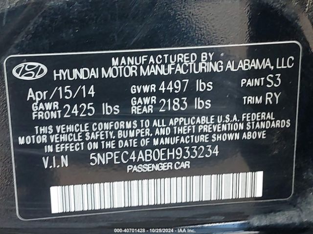 5NPEC4AB0EH933234 Hyundai Sonata Limited 2.0t