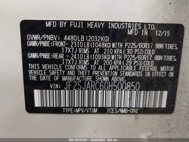 Subaru Forester 2.5i Limited 2016 JF2SJARC6GH500850 Image 9