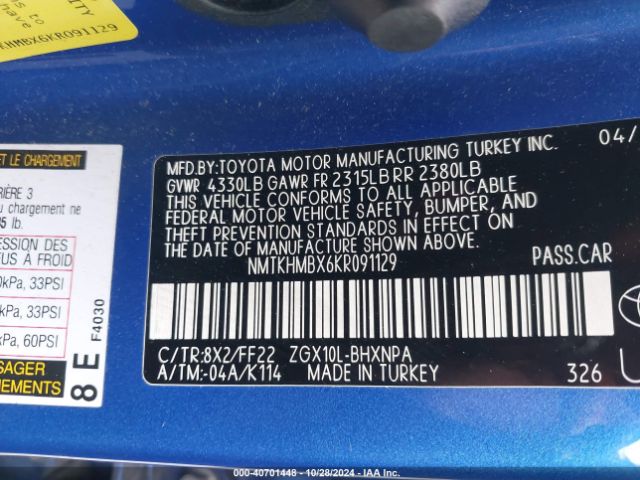 Toyota C-HR XLE 2019 NMTKHMBX6KR091129 Image 9