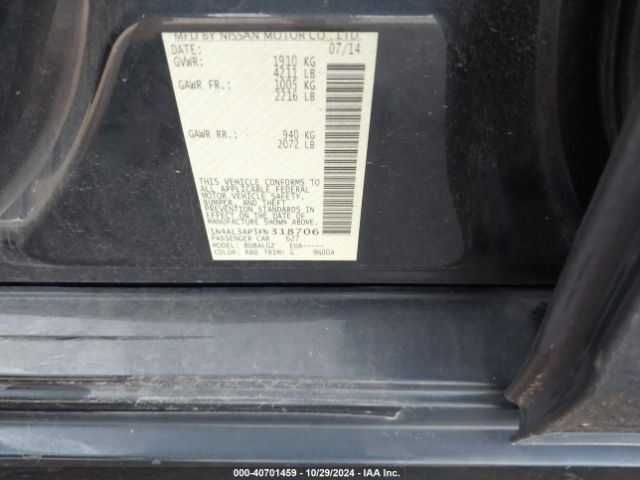 1N4AL3AP3FN318706 Nissan Altima 2.5/2.5 S/2.5 Sl/2.5 Sv