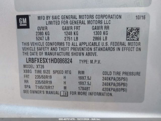 LRBFXESX1HD086824 Buick Envision Premium I