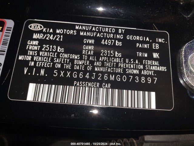 KIA K5 Gt-line 2021 5XXG64J26MG073897 Image 9