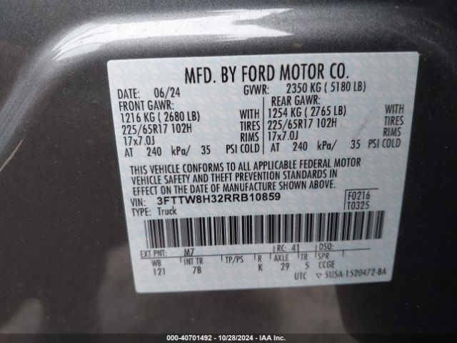 3FTTW8H32RRB10859 Ford Maverick Xlt