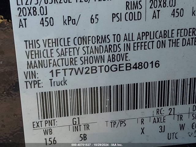 Ford F-250 Lariat 2016 1FT7W2BT0GEB48016 Image 9
