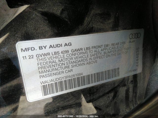 WAUAUDGY3PA051084 Audi A3 Premium 40 Tfsi Front-wheel Drive S Tronic