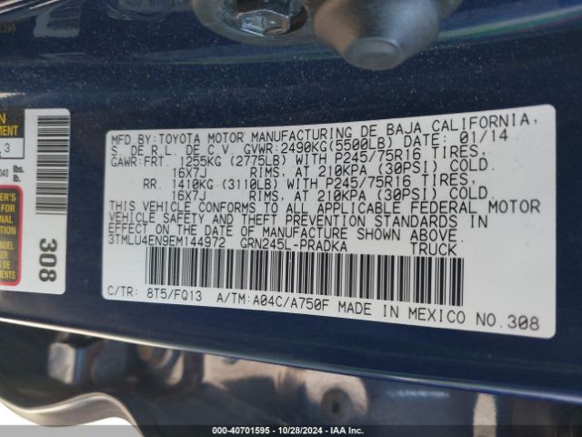 3TMLU4EN9EM144972 Toyota Tacoma Base V6