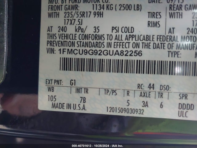 Ford ESCAPE SE 2016 1FMCU9G92GUA82256 Image 9