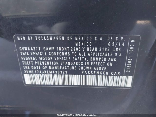 3VWL17AJXEM439329 Volkswagen Jetta 1.8t Sel