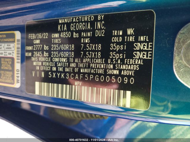 5XYK3CAF5PG005090 KIA Sportage Ex