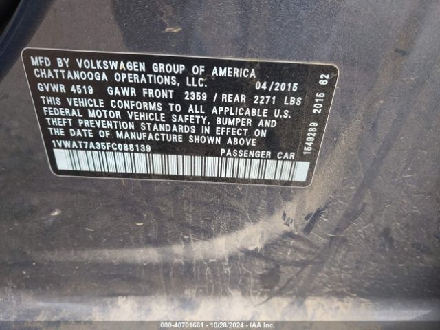 1VWAT7A35FC088139 Volkswagen Passat 1.8t Limited Edition