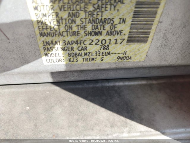 Nissan Altima 2.5 Sv 2015 1N4AL3AP4FC220117 Image 9