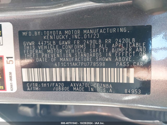 Toyota CAMRY LE 2023 4T1C11AK7PU778598 Image 9