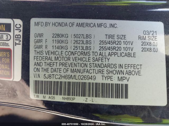 5J8TC2H69ML026949 Acura Rdx A-spec Package