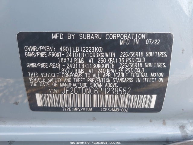 Subaru CROSSTREK HYBRID 2023 JF2GTDNC6PH238562 Image 9