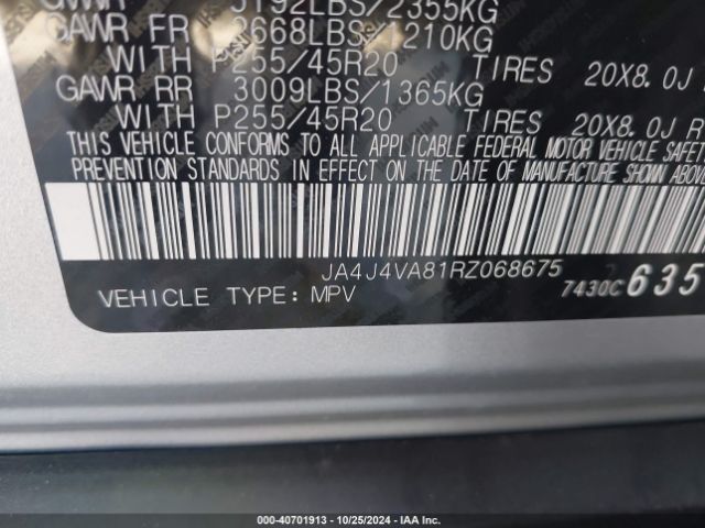 JA4J4VA81RZ068675 Mitsubishi Outlander Se 2.5 /se Black Edition /se Black Edition W/pano Roof /se Ralliart