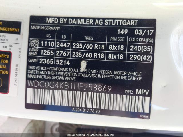 WDC0G4KB1HF258869 Mercedes-Benz Glc 300 4matic