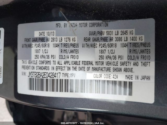 JM3TB2BA2E0428417 Mazda CX-9 SPORT