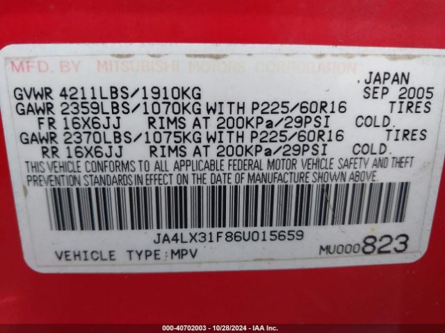 2006 MITSUBISHI OUTLANDER JA4LX31F86U015659 Photo 8